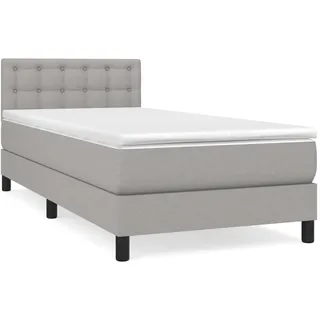 vidaXL Boxspringbett mit Matratze Hellgrau 80x200 cm Stoff