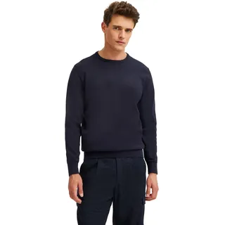 bugatti Herren Pullover Regular Fit O-Neck Premium Cotton Basic Baumwolle Rundhals