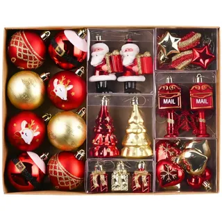 Valery Madelyn Weihnachtskugeln,40stück Christbaumkugeln Weihnachtskugel mit Geschenkpaket, Weihnachtsbaumschmuck Christbaumschmuck mit Aufhänger,deko Weihnachten,Thema Rot Gold