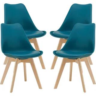 Esszimmerstuhl ’Fläten’ 4er Set Polsterstuhl Kunstleder Türkis - Türkis