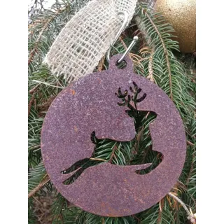 Edelrost Christbaumkugel Hirsch, geschlossen