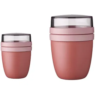 Mepal - Lunchpot Ellipse Duo Pack - Praktischer Müslibecher, Joghurtbecher, To Go Becher - Geeignet für Tiefkühler, Mikrowelle & Spülmachine - 300 & 500 ml - Vivid Mauve