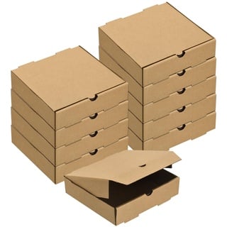 sourcing map 10Stk Pizza Box 6x6 - Rindsleder Papier Mini Pizzakartons Viereckig Gewellt Lagerung Behälter für Kuchen Kekse Pizza Party (Braun)