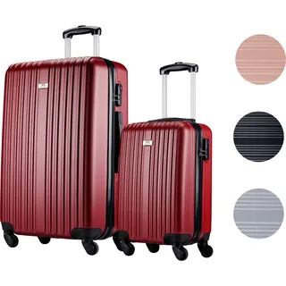 Slazenger Kofferset 2 Teilig Trolley Handgepäck (S) und Reisekoffer Groß (M/L) - ABS Hartschalenkoffer Set - 360° Rollen - Kombinationsschloss - Rot - Rot