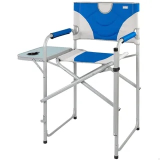 Aktive 52889 - XL-Klapp-Regiestuhl | Klappstuhl für Camping, Garten, Terrasse | Max. Gewicht 110kg | Hochstuhl 62cm | Rutschfest mit gepolsterten Armlehnen und Seitentisch mit Getränkehaltern