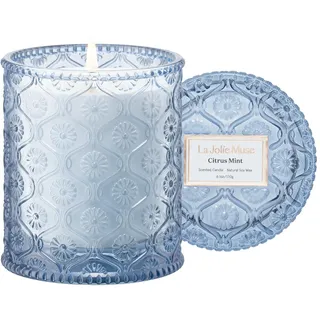 LA JOLIE MUSE Citrus Mint Duftkerze, Kerzen für Zuhause, Zitruskerze für Frauen, 6 oz, Geschenkideen für Frauen & Männer 170g 40 Stunden Brenndauer