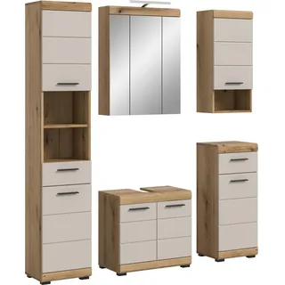 xonox.home – Badkombination Scout 164x191x34 cm in Evoak Oak und Kaschmir Nachbildung matt – Breite Kombination für Moderne Badezimmer – pflegeleicht, harmonisch & modern