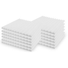 SK Studio 12 Stück Akustikschaumstoff Schallschutz Schaum Matte Keilschaumstoff Schalldämmplatten Soundproof Foam, Noppenschaumstoff Schaum-Fliesen für Zuhause und Studio 30x30x2.5cm, Weiß