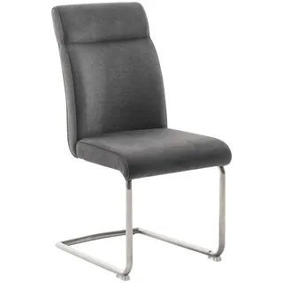 Novel Schwingstuhl , Anthrazit, Edelstahlfarben , Metall, Textil , Rundrohr, C-Form , 49x99x63 cm , Stoffauswahl, mit Griff , Esszimmer, Stühle, Schwingstühle