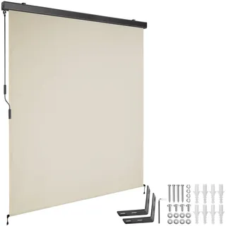 Tectake Senkrechtmarkise 160 x 250 cm Beige Aluminium