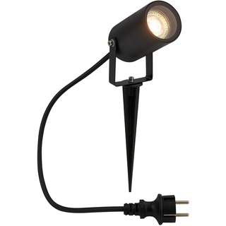 TELEFUNKEN - LED Strahler Außen mit Strahlwasserschutz, schwenkbar, inkl. Erdspieß, Außenlampe, Gartenbeleuchtung, Gartenlampen für draußen, Außenleuchte, Pflanzenlampe, 33x6x7,5 cm, Schwarz