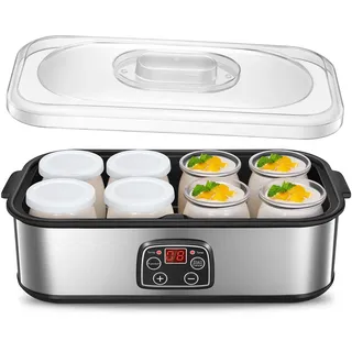 Joghurtbereiter, Griechische Joghurtmaschine mit 8 Gläsern/Deckeln, One-Touch-Display: Perfekt für organische, gesüßte, aromatisierte, einfache oder zuckerfreie Optionen für Babys, Kinder und Parfaits