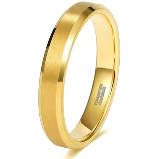 Zakk Ringe Herren Damen Gold Wolframcarbid Gebürstet Verlobungsringe Eheringe Partnerringe Trauringe 4mm 6mm 8mm (4mm,49 (15.6))