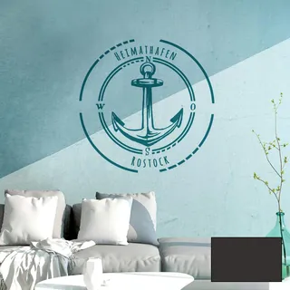 ilka parey wandtattoo-welt® Wandtattoo Wandbild Wandaufkleber Aufkleber Heimathafen Rostock Anker M2078 - ausgewählte Farbe: *dunkelgrau* ausgewählte Größe: *M - 35cm breit x 35cm hoch*