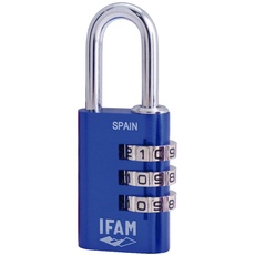 IFAM | Kombinationsvorhängeschloss Col Combi | 30mm | Farbe Blau | Maximale Sicherheit | Weichheit der Rollen | Mit Schlüssel und mehr als 1.000 Kombinationen