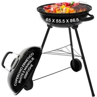Avilia Holzkohlegrill "Carmensa", 43 cm, mit luftdichtem Deckel und feuerfesten Griffen, ideal für Garten, Terrasse und Balkon