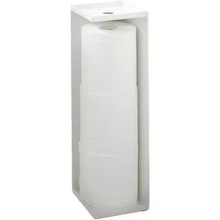 Yamazaki 7850 TOWER Toilettenpapierspender, weiß, Stahl, minimalistisch, 11.5 x 11.5 x 38.5 cm