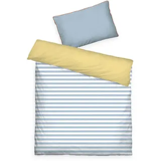 Tom Tailor STRIPES WITH A KICK Gestreift Baumwolle Sky Blau 135 x 200 cm + 40 x 60 cm