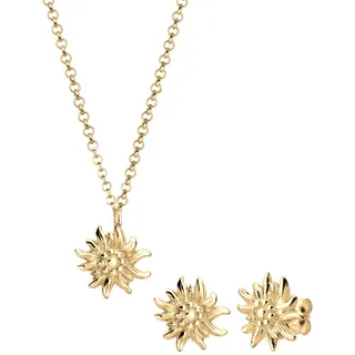 Elli Schmuckset Damen Edelweiss Traditionell in 925 Silber Vergoldet
