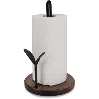 Küchenrollenhalter aus Holz, Küchenrollenhalter für 23 cm (9 Zoll) Papierhandtücher, Schwarz