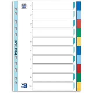 Oxford Kunststoff-Register A4, Strong-Line, blanko, 10-teilig, mit Deckblatt