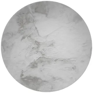 benuta nest Kunstfell-Teppich, Grau, Textil, Beton Optik, Rund, 80x80 cm, Gots, wasserabweisend, Teppiche & Böden, Teppiche