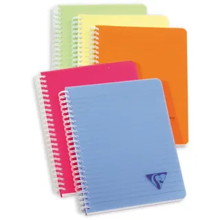 Clairefontaine Linicolor A5, Drahtgebunden farbig sortiert, PP Cover Notizbuch liniert, 90 Blatt
