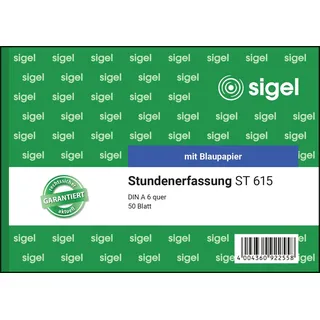 Sigel Formularbuch Stundenerfassung A6 Grün