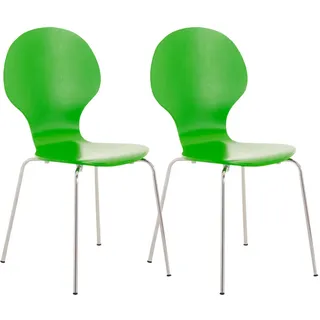 CLP Besucherstuhl 2er Set Holz grün , Grün , Metall , 43x86x45 cm , Büromöbel, Bürostühle, Besucherstühle