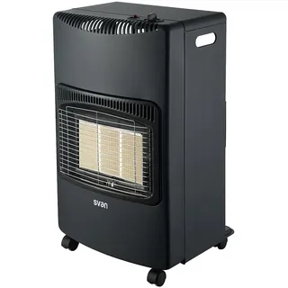 Svan Estufa Cerámica Negro SCEBC4200P. 4200W, 3 Niveles de potencia, Calefacción por Plato cerámico, Sensor Antivuelco, Apto para Butano/Propano/LPG