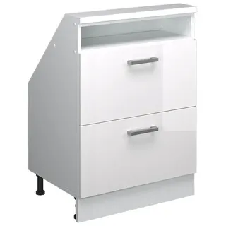 Vicco Dachschrägenschrank Rion Weiß Hochglanz mit 2 Schubladen , Weiß Hochglanz, Weiß , Holzwerkstoff , 1 Fächer , Rechteckig , 60x83.8x46 cm , Kleinmöbel, Kommoden, Kommoden