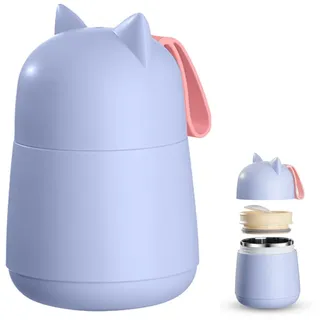 EASYLOCK Thermobehälter für Essen Joghurtbecher to Go 450ML Isolierter Edelstahl Joghurtbecher Porridge Becher mit Klapplöffel für Suppe, Milch, Haferflocken und Joghurt (Lila)