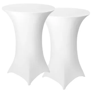 Granbest Pack von 2 Cocktail Tischhussen Eingebaut Spandex Quadrat Ecken Stehtischhussen für Party, Bankett, Hochzeitsereignis, Ausstellung, Freien (Weiß, Ø 80-85cm)