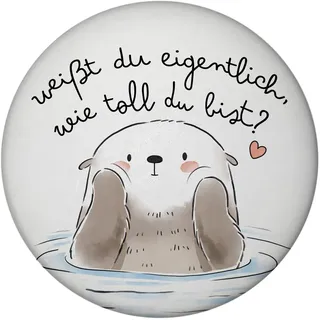 speecheese Magnet Otter mit Spruch Weißt du eigentlich wie toll du bist | rund rund Kawaii-Design süßes Herz-Symbol Liebe Freundschaft Perfekt für Freunde
