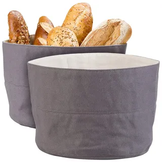 Rosenstein & Söhne Brotkorb Stoff waschbar: 2er-Set Brotkorb aus 100% Baumwolle, waschbar, Ø 20 cm (Brotbeutel, Brötchenkorb Stoff, Beutel)