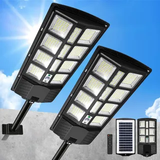 Peviasot LED Solar Straßenlaterne 400W, Solarlampen für Außen, Solarbetriebene 6500K Straßenlampe Wandleuchte mit Bewegungsmelder Sensor, Außen Wegeleuchte im Freien Straßenleuchte,2 Stück