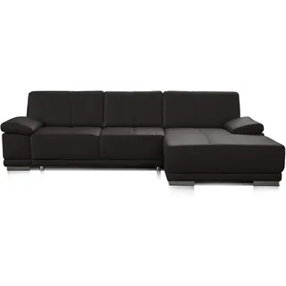 CAVADORE Schlafsofa Corianne in echtem Leder / Eckcouch mit Bettfunktion und beidseitiger Armteilverstellung / 282 x 80 x 162 / Echtleder, braun