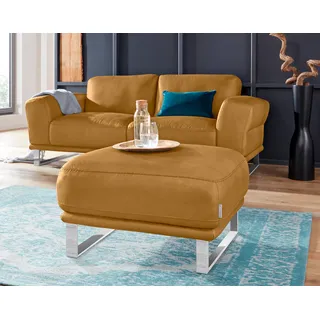 Hocker W.SCHILLIG "montanaa", gelb (kurkuma z69), B:71cm H:42cm T:71cm, Hocker, Hocker, mit Metallkufen in Chrom glänzend, Breite 71 cm