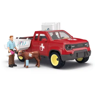 schleich FARM WORLD | Tierarzteinsatz auf dem Bauernhof 42727 | Set inkl. Pick-up, Tierarzt, Kuh & Zubehör | tolles Geschenk für Jungen und Mädchen | Bauernhof Spielzeug ab 3 Jahre | Set aus 29 Teilen