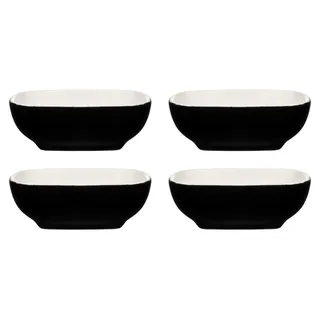 Steingut-Dipschalen, Schwarz/Weiß, 4er-Set, ofenfest - Schwarz, Weiß