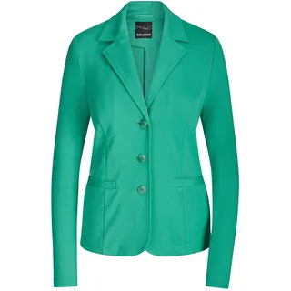 Jackenblazer GOLDNER "Kurzgröße Viskoseblazer mit Reverskragen", Damen, Gr. 24, grün, Obermaterial: 67% Viskose CV. 27% Polyester PES. 6% Elasthan EL., Blazer Jackenblazer, stretchbequeme Jerseyqualität