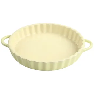 BUERPINKING Tiefe Keramik-Kuchenform mit Griffen, 21 cm x 4.2 cm Runde Tarteform aus keramik, Porzellan Quicheform, Auflaufform klein, Ideal für Pie, Backen, Quiche, Pizza, Muffin,Gelb