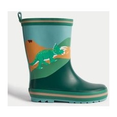 Boys M&S Collection Kids' Dinosaur Wellies (4 Small - 2 Large) - Green Mix, Green Mix - 2 L