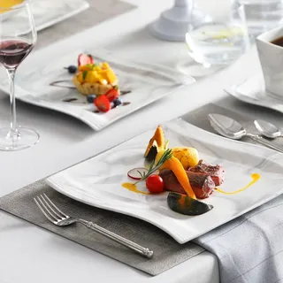 Grandios Diner-Teller – 6 Personen – 30-teilig – Keramik mit Marmor-Optik – Servierset – Kleine Teller - Weiß