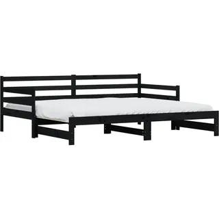 Tagesbett Ausziehbar Schwarz 80x200 cm Massivholz Kiefer - Schwarz