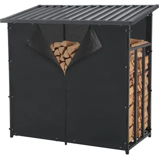 casa.pro Brennholzregal Yakutat Metall 143 x 145 x 70 cm Schwarz
