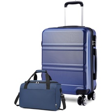 KONO Mittelgroß Reisekoffer Set Gepäcksets 2 Teilig, 65cm Mitte Trolley Koffer mit Ryanair Reisetasche 40x20x25cm (65CM Koffer mit Tasche, Schwarz)
