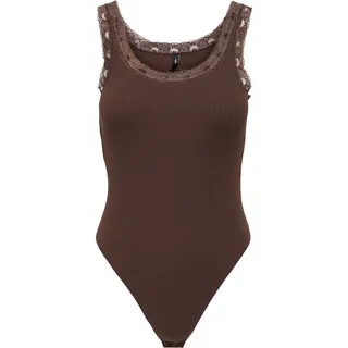 ONLY Body "ONLVINI S/L LACE BODYSUIT RS JRS" Baumwollmischung, Spitze, coffee bean