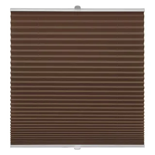 Plissee auf Maß für alle Fenster Montage Glasleiste Blickdicht mit Spannschuh Sonnenschutzrollo Hellbraun Breite: 61-70 cm, Höhe: 40-100 cm