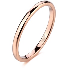 Titaniumcentral 2mm Silber Herren Damen Wolfram Ring Wolframcarbid Ringe Hochzeit Ehering Verlobungsringe Polierte (2mm-Rose Gold, 58 (18.5))
